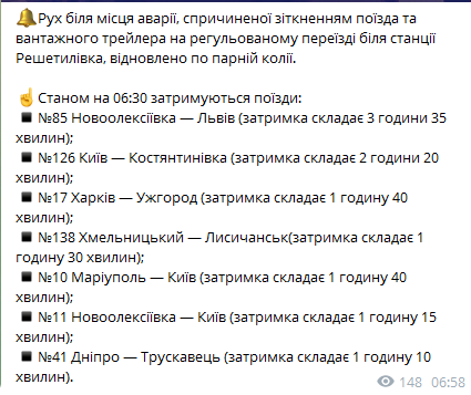 К 07.00 движение в районе аварии, было восстановлено по парной колее.