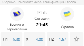 Прогноз букмекеров на матч Босния - Украина