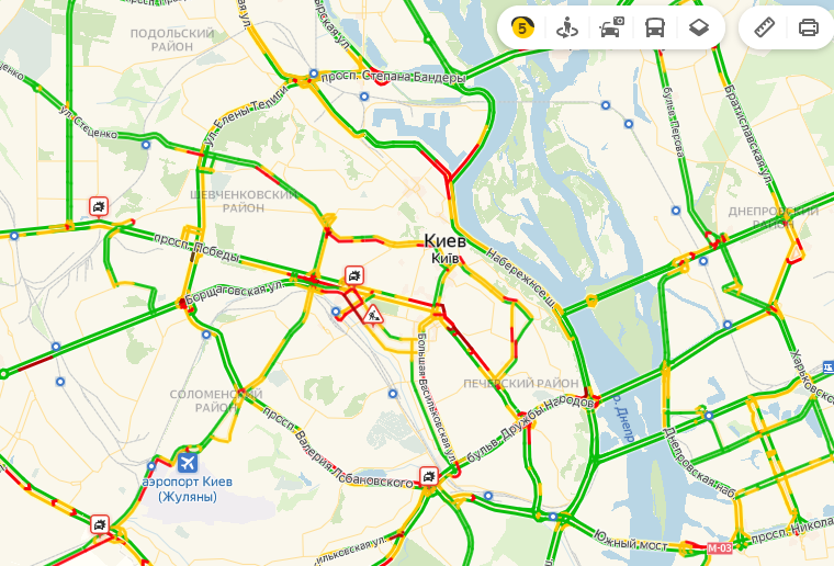 Пробки киева карта
