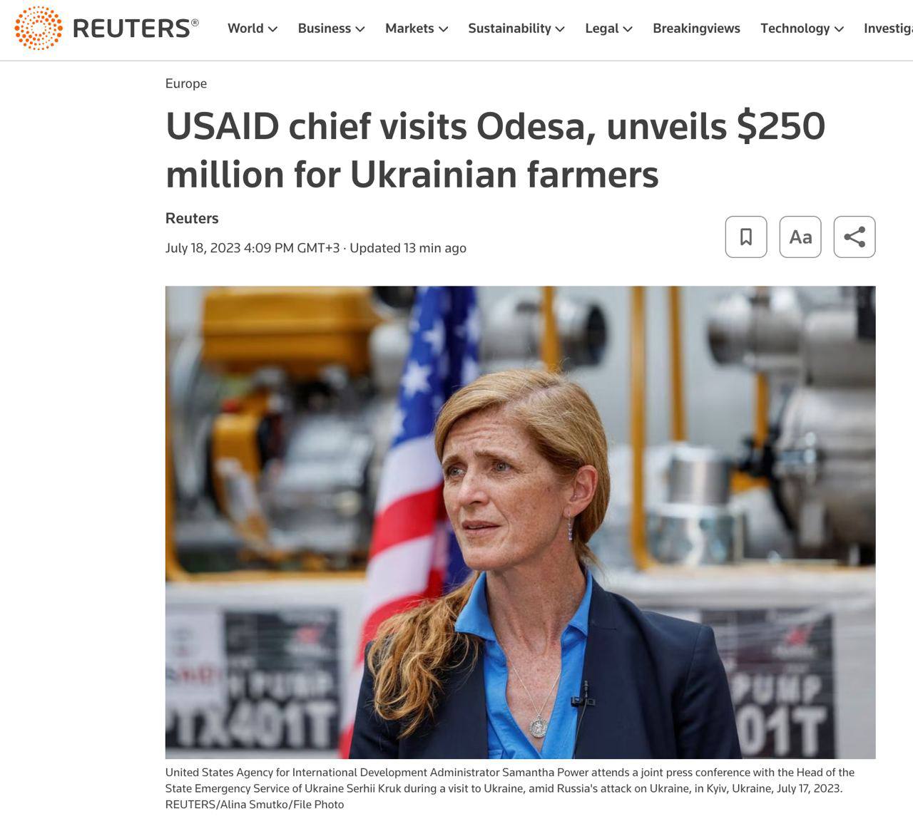 Скриншот с сайта Reuters