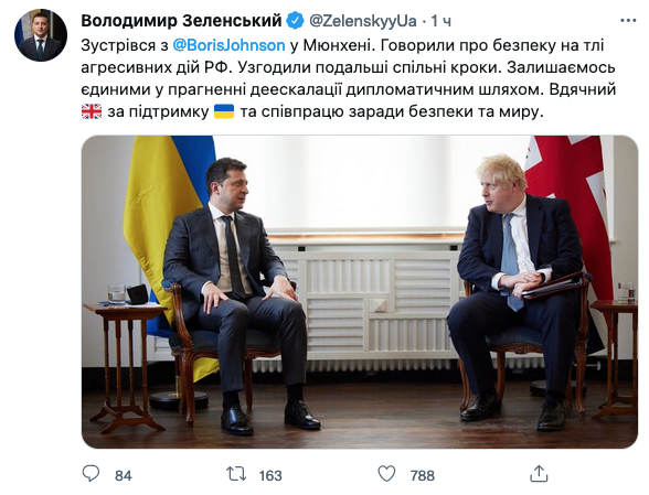 Встреча Зеленского и Джонсона. Фото: twitter.com/ZelenskyyUa