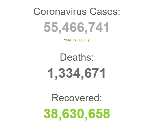 Скриншот: worldometers.info