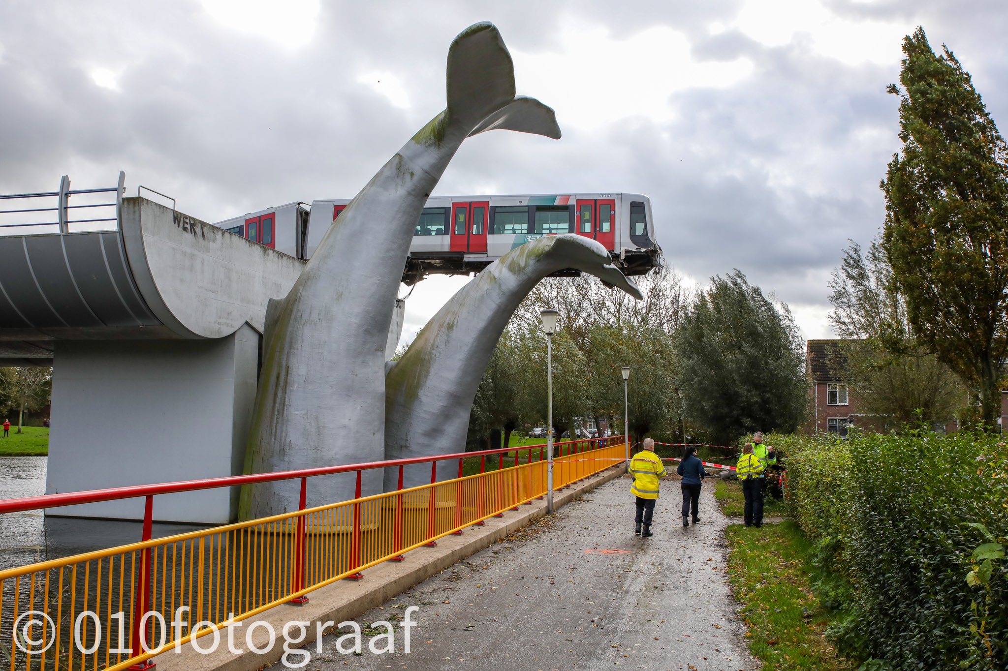 Поезд повис на хвостах китов. Фото: twitter.com/010fotograaf