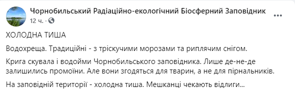 В Чернобыльском заповеднике поделились фотографиями покрытого льдом водоема