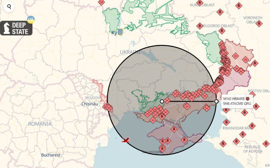 Карта дальности ракет украины