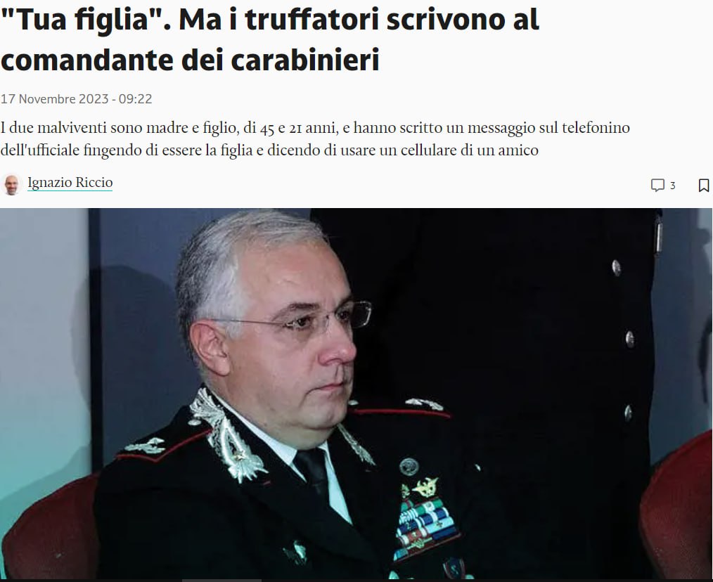 Снимок заголовка в Il Giornale